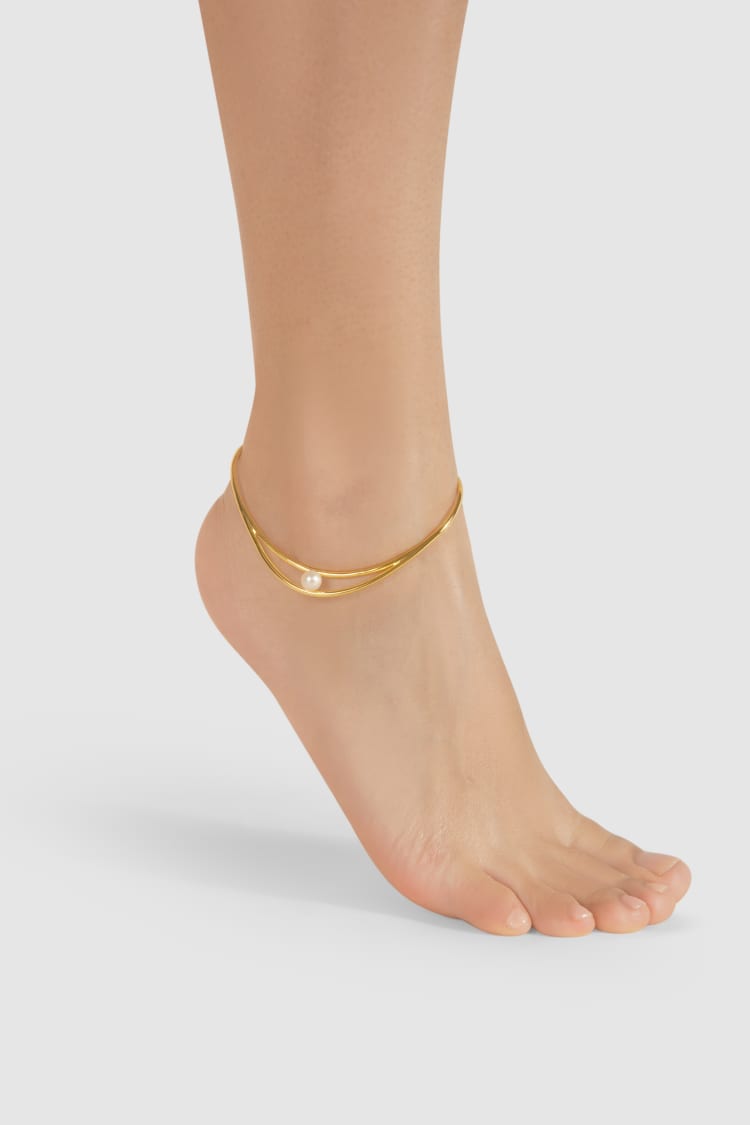 Gold Pearl Ankle Bracelet - Main Image