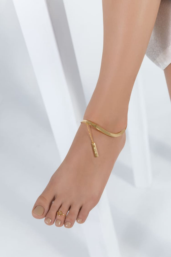 Anklet with chain in 18K gold finish