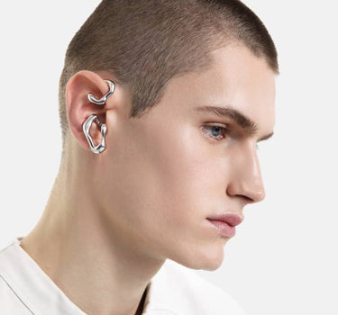 wrap-around organic earcuff in silver