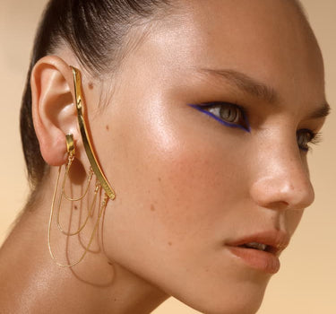 Gold Ear Cuff with Draped Chain