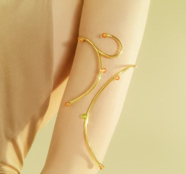 Gold Arm Cuff with Opal and Topaz Crystals