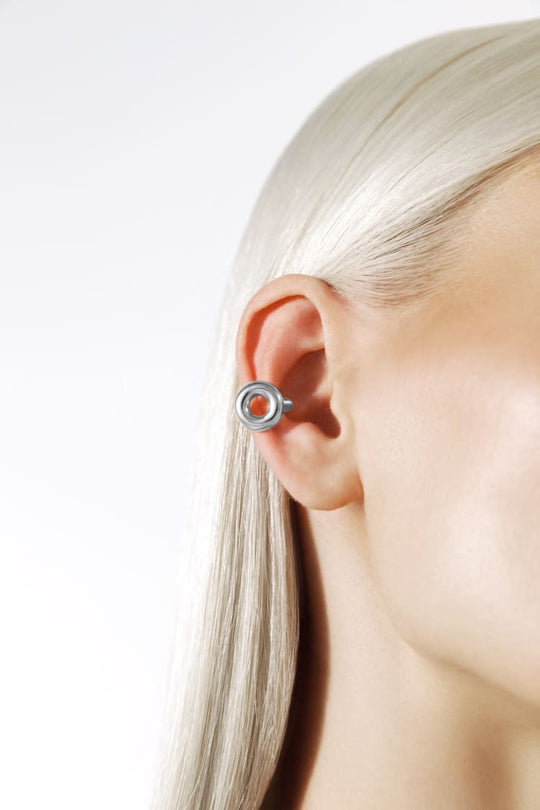 doughnut ear cuff earring in silver