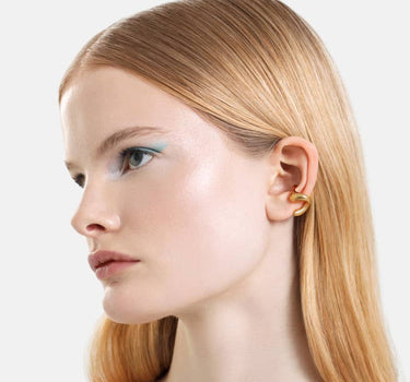 c-shaped organic earcuff in gold