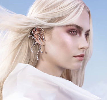 Full Ear Multi-Drop Ear Cuff - silver