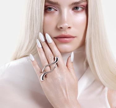 Double-Finger Drop Ring - silver
