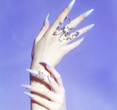 Silver Butterfly Nail Midi Ring