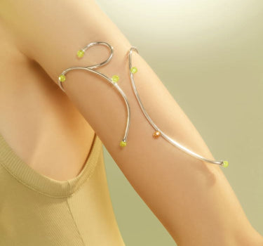 Silver Arm Cuff with Topaz and Opal Crystals