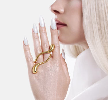Double-Finger Drop Ring - gold