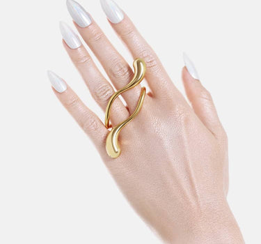 Double-Finger Drop Ring - gold