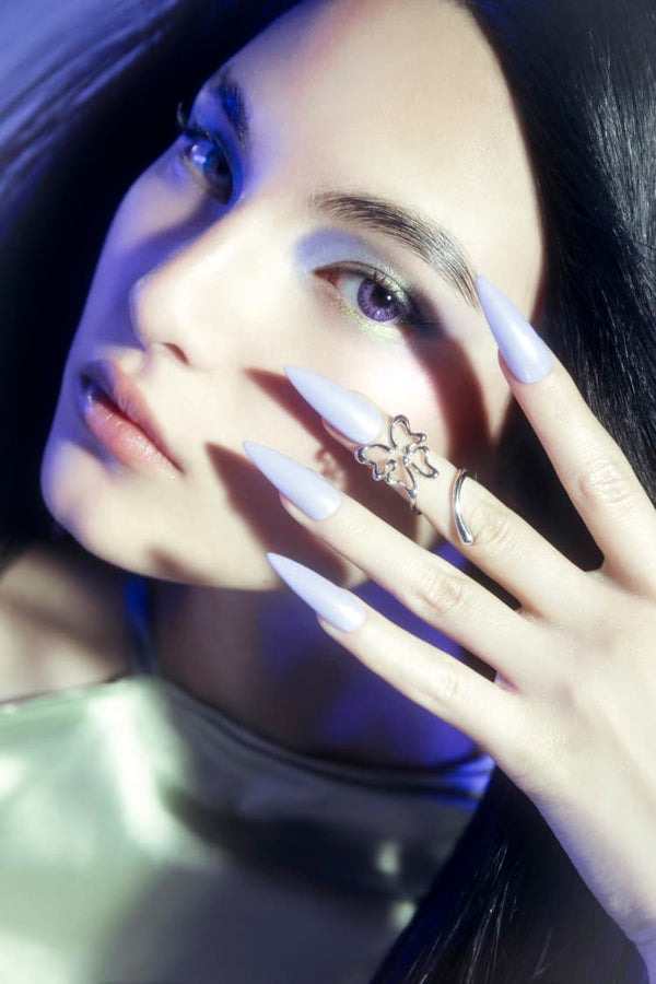 Butterfly nail midi ring in silver