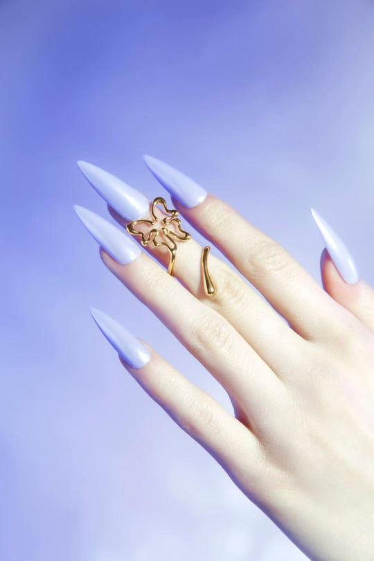 Butterfly nail midi ring in gold