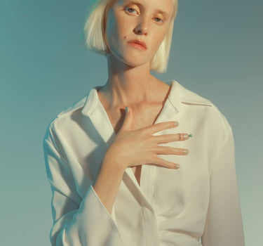 Silver Nail Ring with Stone