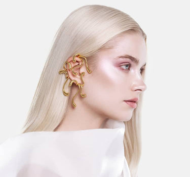 Full Ear Multi-Drop Ear Cuff - gold