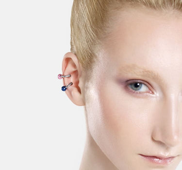 Casa Batlló huggie earcuff in silver and rose