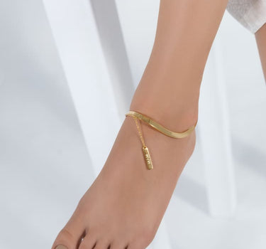 Gold Anklet with Chain