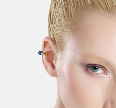 Ear cuff huggie Casa Batlló en oro y azul