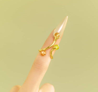 Gold bold midi ring with opal and topaz crystals