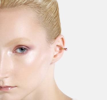 Casa Batlló huggie earcuff in gold and rose