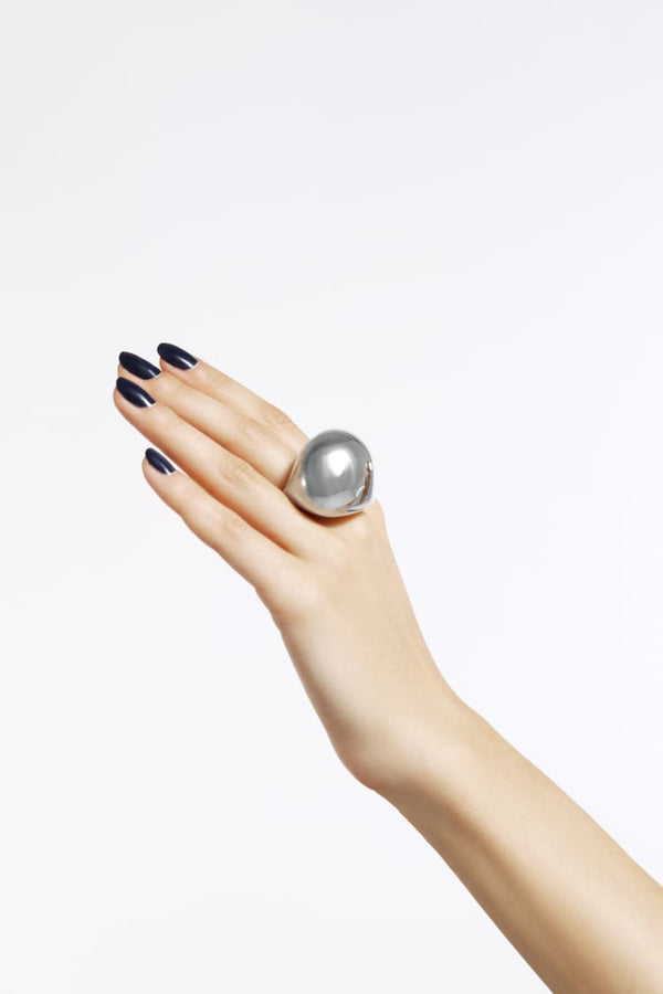 chunky ball ring in silver
