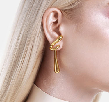 Large Twisted Drop Earrings - gold