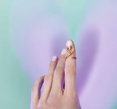 Gold Love Open Heart Midi Ring