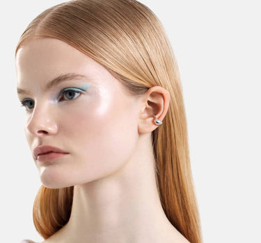 earcuff abombado tipo capucha de plata