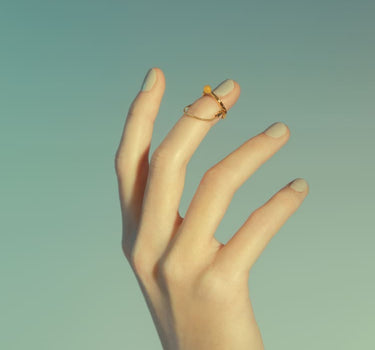 Gold Nail Ring with Chain
