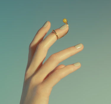 Gold Nail Ring with Stone