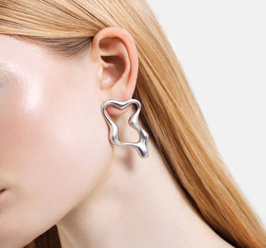 pendientes de aro orgánicos de plata