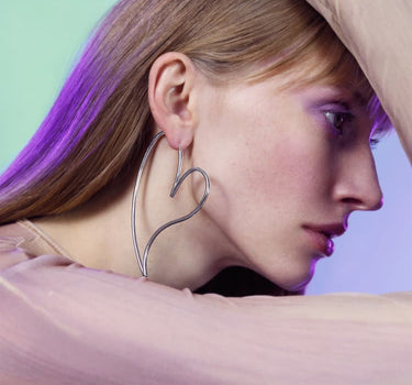 Silver Big Heart Earring Hoop