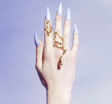 Juego de anillos de oro líquido