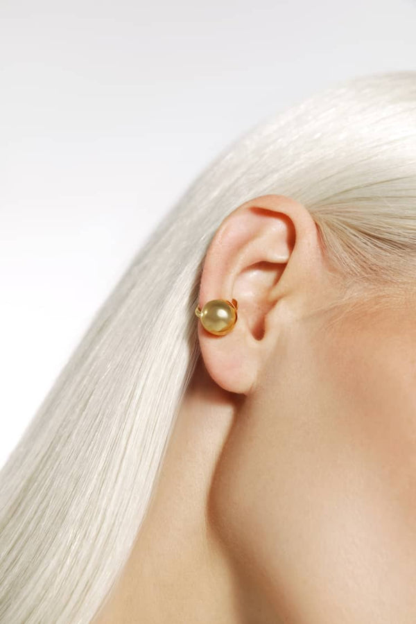 ball huggie ear cuff earring in gold