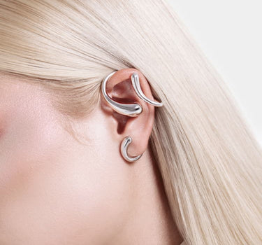 Full Ear Drops Ear Cuff - silver