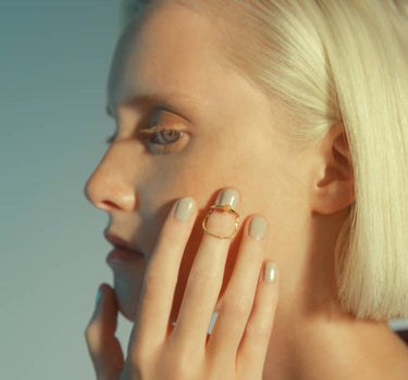 Gold Nail Ring with Chain