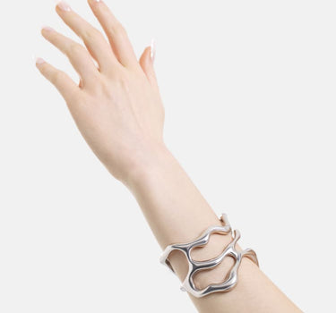 bold asymmetrical silver bangle