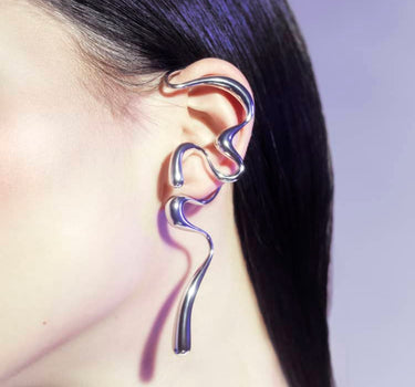 Gran earcuff líquido en plata