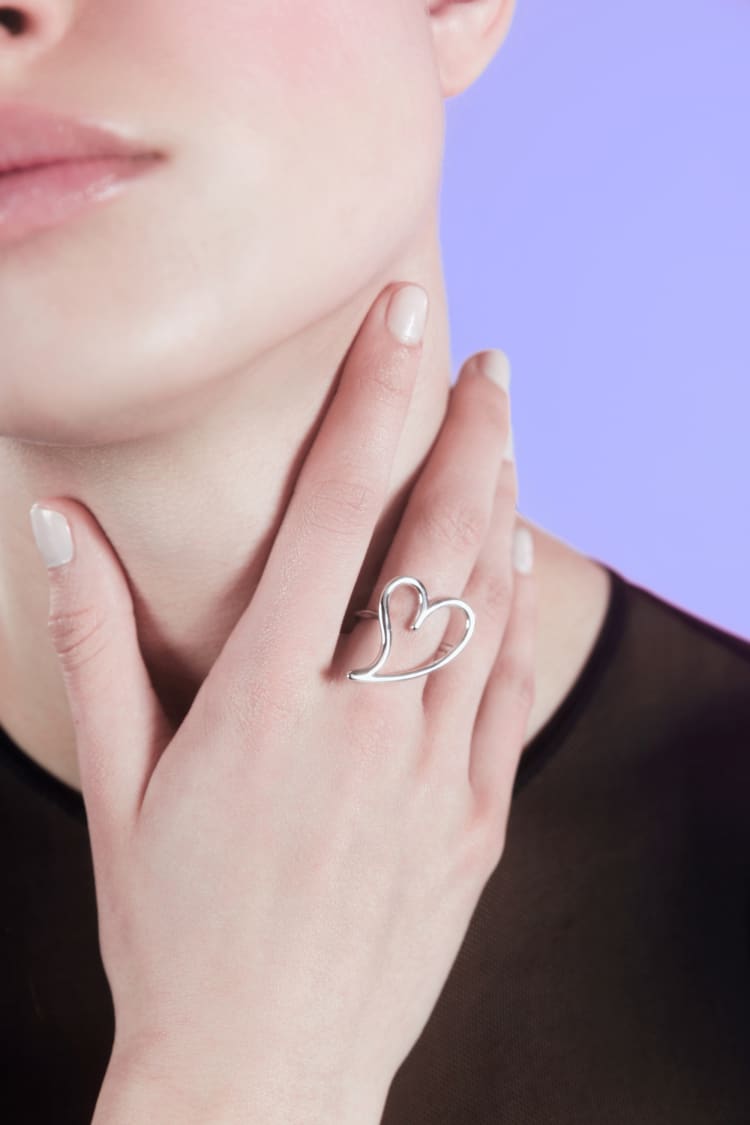 Anillo de Plata Corazón Abierto Love