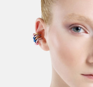 Ear cuff huggie Casa Batlló en oro y azul