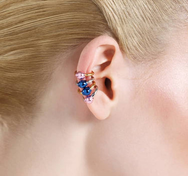 Ear cuff huggie Casa Batlló en oro y rosa