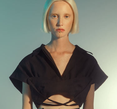 Gold Lip Cuff with Chain