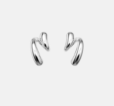 Fluid Drop Earrings - silver
