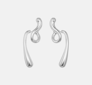 Large Twisted Drop Earrings - silver