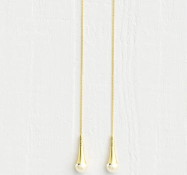 Gold Drop Earrings with Pearl