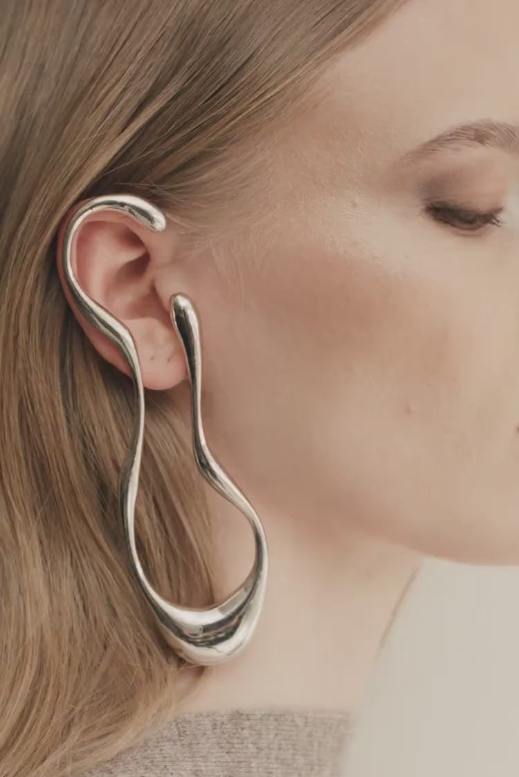 Ear cuff colgante Liquid en plata