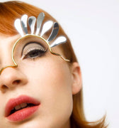 Facial flower jewelry with silver petals