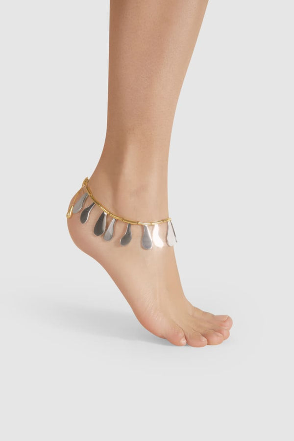 Gold anklet with flowers