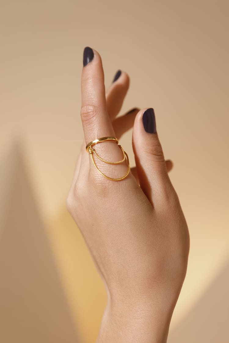 Thick Gold Chain Ring / Handmade Chain Ring – IKE JEWELRY