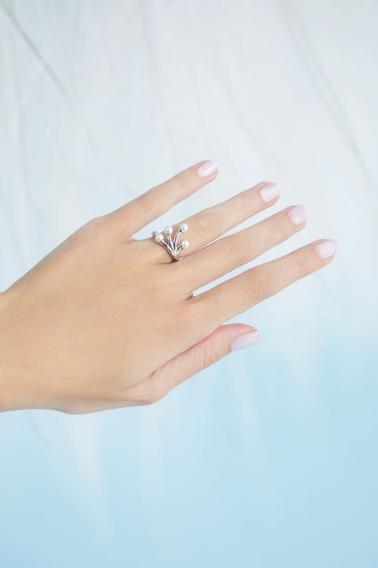 pearl wedding jewelry ring in silver