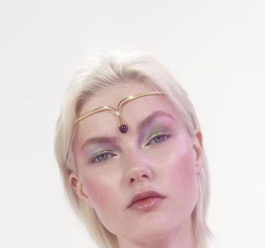 Gold plated headpiece with amethyst stone