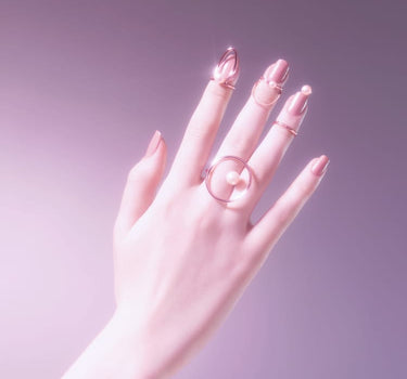 Anillo de uñas con perla de oro rosa